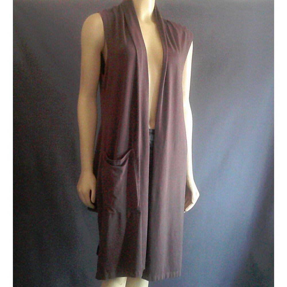 Bryn Walker Taupe Brown Hi Low Large Pocket Long Vest M